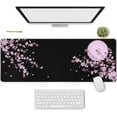 thumbnail image 1 of Cherry Blossom Floral Mouse Pad Black XL, Extended Large Mouse Pad, Kawaii Pink Black Mousepad, Moon Floral Long Big Desk Mouse Mat, Cherry Blossom Decor Stuff Accessories, 31.5 X 11.8 Inch, 1 of 6