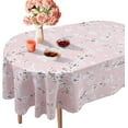 thumbnail image 1 of Cherry Blossom Floral Oval Tablecloth 60 x 84, Pink White Floral Spring Tablecloth Table Cover, Bird Table Cloths for Parties, Kitchen Dining Table, Polyester Fabric Flower Tablecloth, Floral Decor, 1 of 6