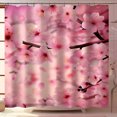 Cherry Blossom Floral Print Pink Shower Curtain Stylish Bathroom Decor