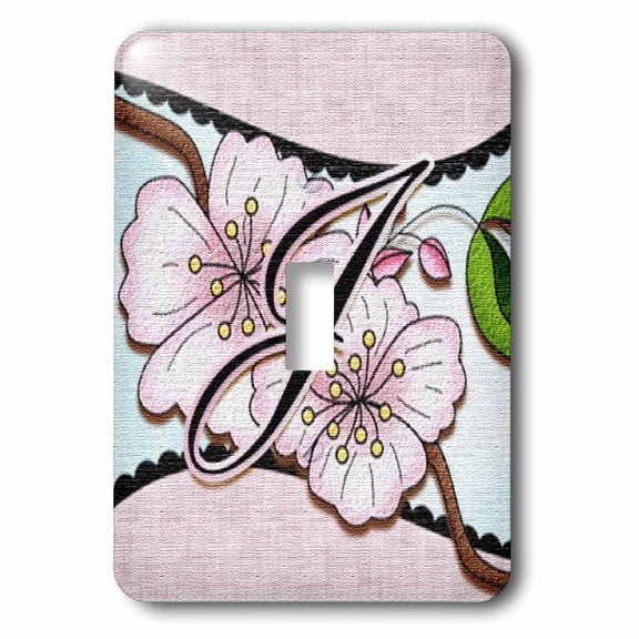 Cherry Blossom Flower Monogram Initial J single toggle switch lsp-102758-1