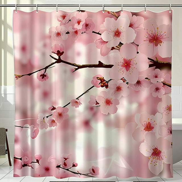 Cherry Blossom Flower Pink Bathroom Curtain Shower Curtain - Walmart.com