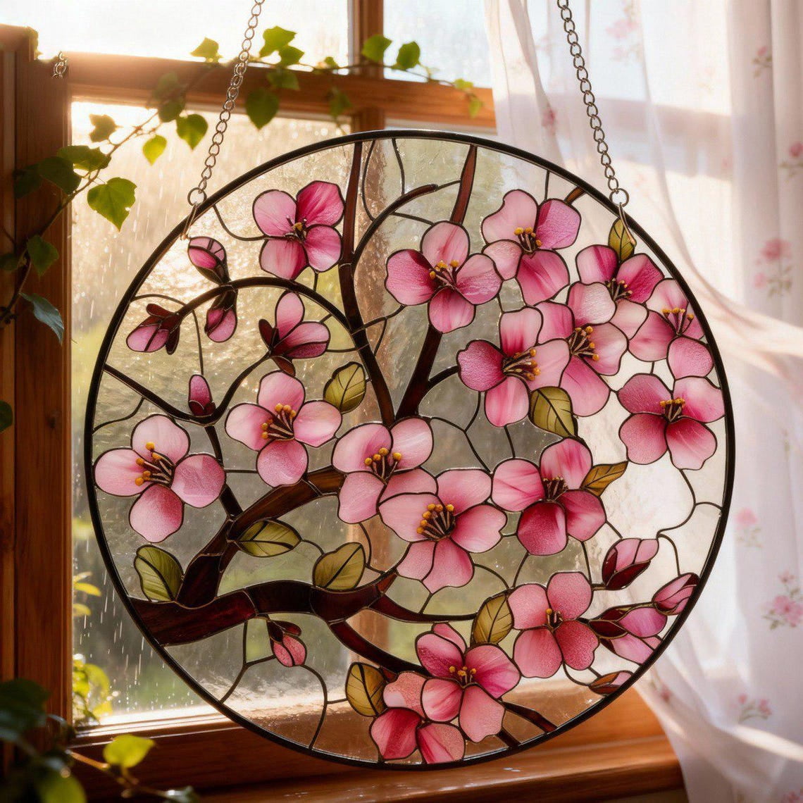 Cherry Blossom Flower Window Hanging, Glass Style Acrylic Suncatcher v2 ...