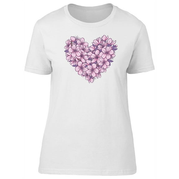 Cherry Blossom Flowers Heart T-Shirt Women -Image by Shutterstock, Female Small