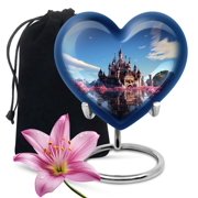 Cherry Blossom Fortress A Serene Sanctuary - Urns For Human Ashes Adult Female - Heart Shaped Urn - Large Urn for Adult Female Ashes - Unique Heart and Durable - Elegant Heart - 8 Inch