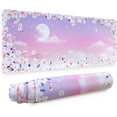 thumbnail image 1 of Cherry Blossom Gaming Mouse Pad for Desk XL Extended, Aesthetics Star Moon Cloud Floral Pastel Purple Pink Desk Pad Large Keyboard Desk Mat, Kawaii Cute Desk Accessories Decor Stuff, 31.5 X 11.8 Inch, 1 of 6