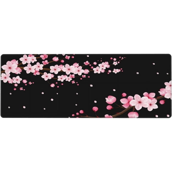 Cherry Blossom Gaming Mouse Pad - Pink Sakura Flowers Mouse Pad 31.5x11.8 Inch Abstract Floral Desk Mat Blossom Art Keyboard Mousepad for School Home Office