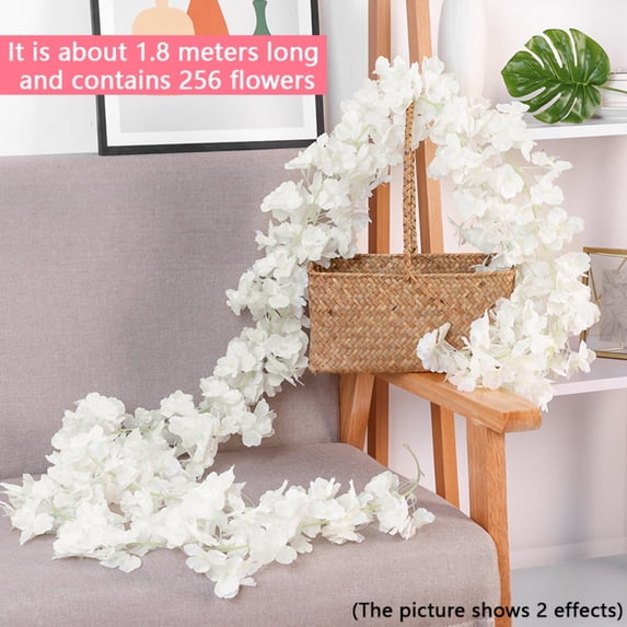 Cherry Blossom Garland Artificial Cherry Flower Vines Hanging Silk Flowers Garland for Home Wedding Garden Party Arch Office Decor