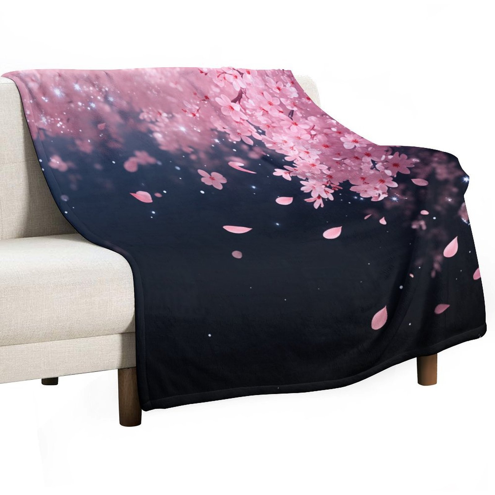 Cherry Blossom Gradient Print-2 Print Soft Blanket Throw Blankets Warm ...