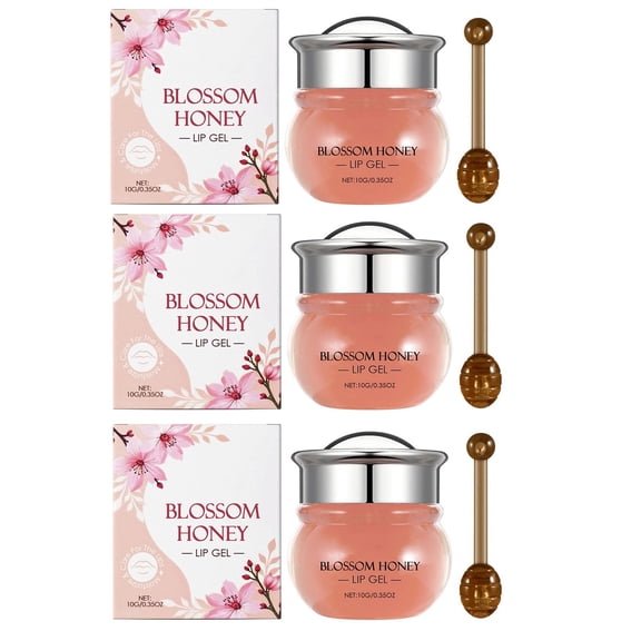 Cherry Blossom Honey Lip Gel Soothing Moisturizing Lip Care with Natural Blossom Scent, Nourishes Dry Chapped Lips, Hydrating & Protective Glossy Tin with Vitamin E