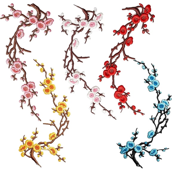 Cherry Blossom Iron Patch, 5PCS Cherry Blossom Patches Iron On (Five Colors)