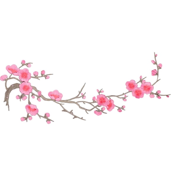 Cherry Blossom Iron Patch, Iron On Blossom Plum Applique Patch Embroidery Flower Vines, Appliques DIY Trim for Jeans Garment Cos, for Hats, Shirts, Shoes, Jeans, Bags