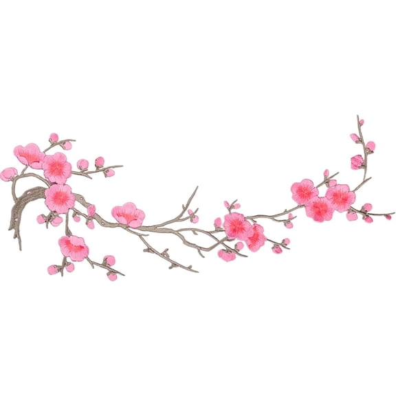 Cherry Blossom Iron Patch, Iron On Sew On ,Iron On Blossom Plum Applique Patch Embroidery Flower Vines, for Backpack Jacket Jeans Hat Clothing Repair DIY Crafts