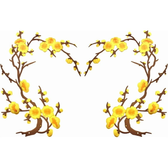 Yellow Cherry Blossom Iron-On Patches Appliques