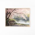 Cherry Blossom Lake Wall Art Print, Sakura Tree Nature Decor - Walmart.com