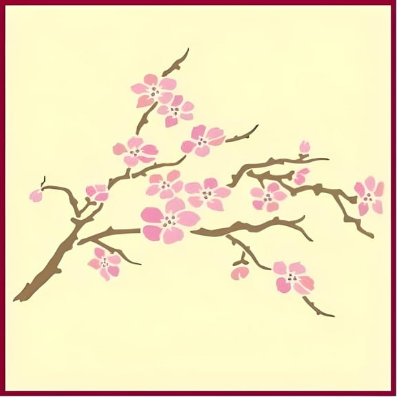 Cherry Blossom Large Stencil - Japanese Asian Oriental Chinese Reusable Sturdy Flexible Template 10 mil Plastic Mylar Wall Flower Tree Stencils Craft Painting Wall Stencils - The Artful Stencil