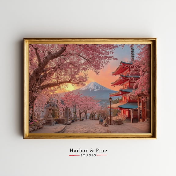 Cherry Blossom With Mount Fuji - Stunning Photographic Art, Tranquil Spring Scene, Japanese Landscape Printable, Home Wall Decor 1695 UNFRAMED Poster, Wall Art for Decor, Present, 8x12