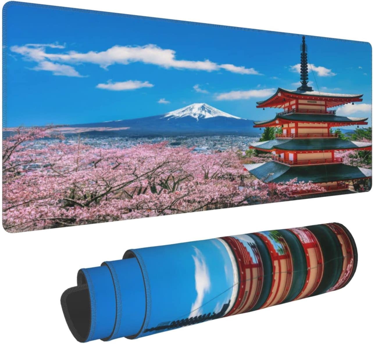 Cherry Blossom Mouse Pad XXL - Computer/Laptop Deskpad (31.5 x 11.8 Inches, 4MM Thick) Waterproof/Nonslip Base/Stitched Edges | Office/Gaming XL Mousepad XL Desk Pad, Full Desk Mousepad