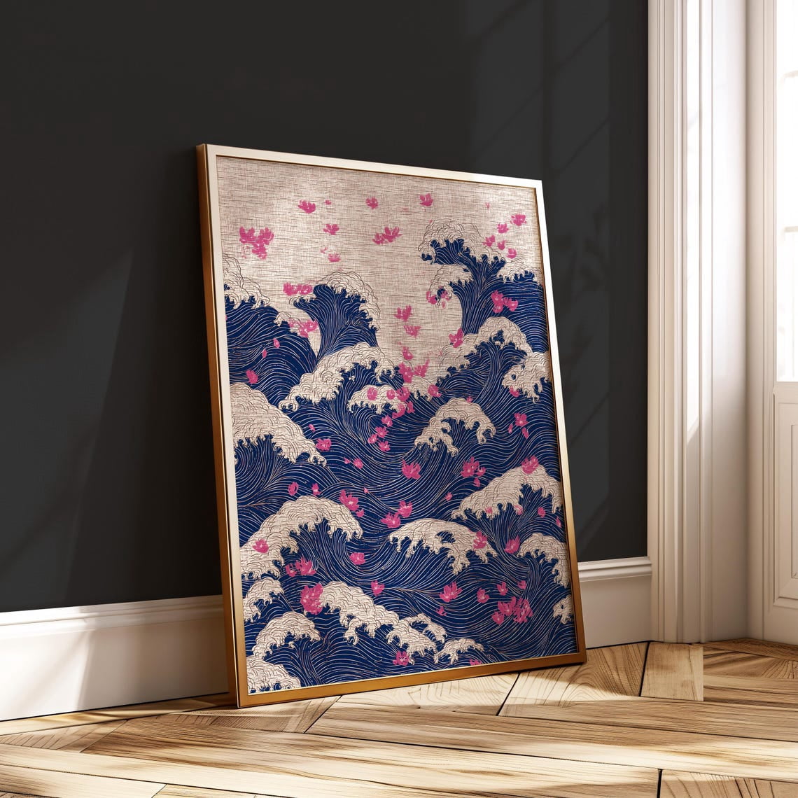 Cherry Blossom Ocean Japanese Wave Feminine Sakura Spring Sea Art ...