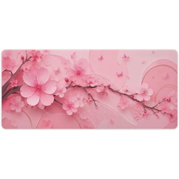 Cherry Blossom Paper Dreamscape Large Gaming Mouse Pad 16"x36", Extended Desk Mat with Stitched Edges, Anti Slip Rubber Base for Gaming Office Internet Cafe