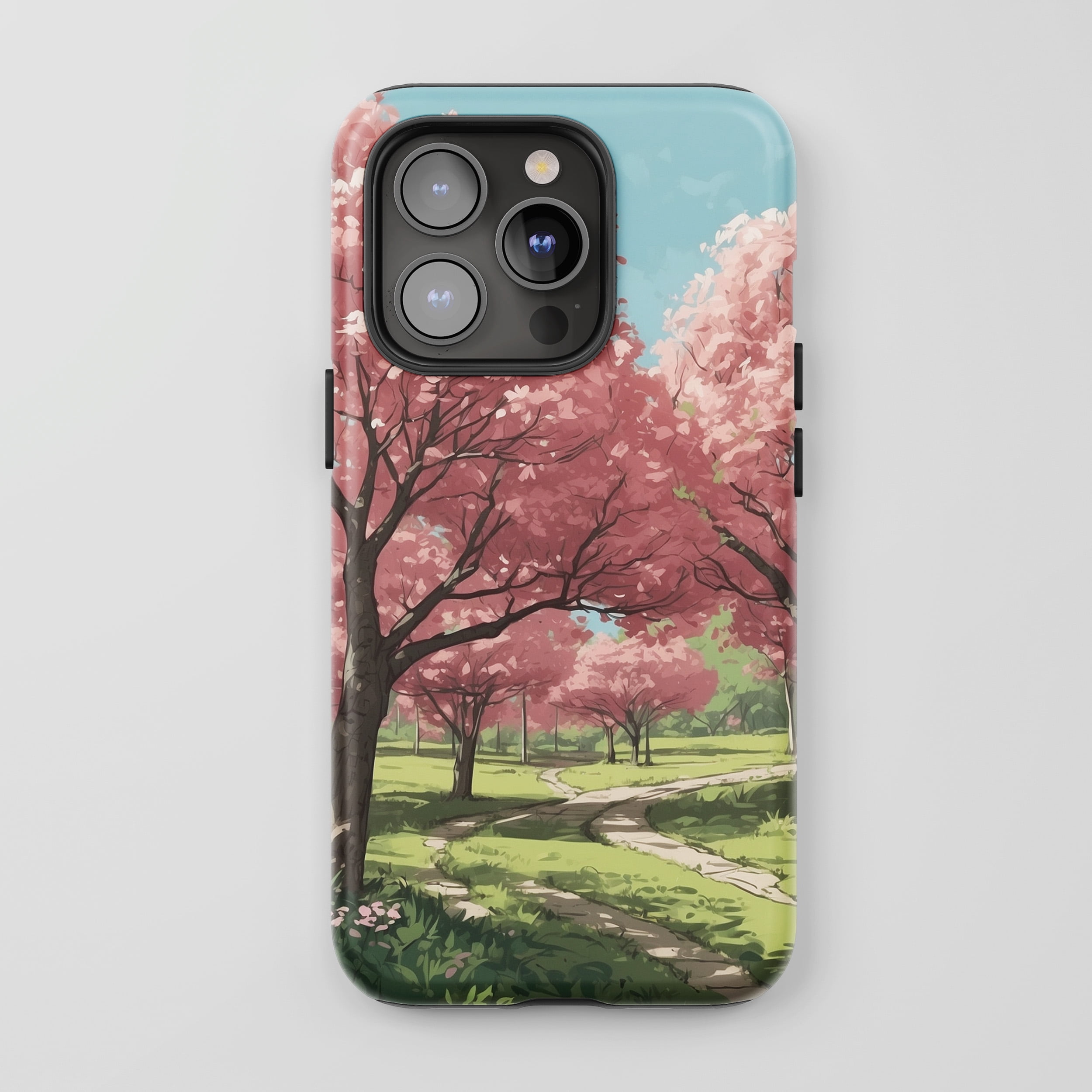 Cherry Blossom Park For All iPhone Series Tough Phone Case Anime Style ...