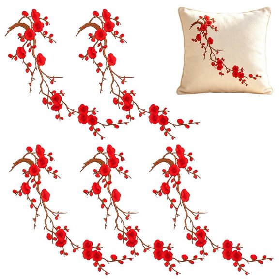 Cherry Blossom Patch Embroidery Flower Iron on Patches DIY Floral SewOn Repair Decoration Garment Patch for Backpack Jacket Jeans DIY Sewing Craft Decor