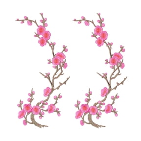Cherry Blossom Patches, Cherry Blossom Iron on Patch, 2 PCS Embroidered Flower Appliques