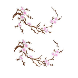 Cherry Blossom Patches Iron on Patches Embroidery Appliques DIY Trim for Jeans Garment Jacket Backpack Decoration Cherry Blossom Patch Flower Pink
