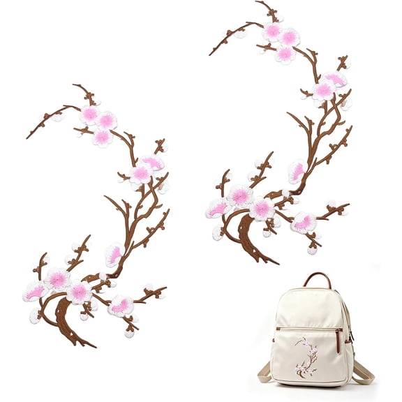 Cherry Blossom Patches, Pink Embroidered Flower Patch for DIY Crafts