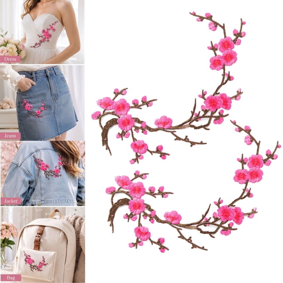 Cherry Blossom Patches, Vintage Flower Iron On Patch for Clothing Repair, DIY Crafts & Decoration
