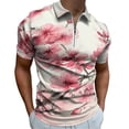 thumbnail image 1 of Cherry Blossom Pink (2) Men Zipper T-shirt Summer Casual Short Sleeve T-shirt Top, 1 of 7