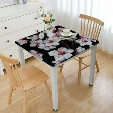 Cherry Blossom Pink Square Tablecloth Small Table Cloth Wrinkle-Resistant Table Cover Waterproof Washable Tablecloth for Nightstand End Bedside Table Home Tabletop Decoration