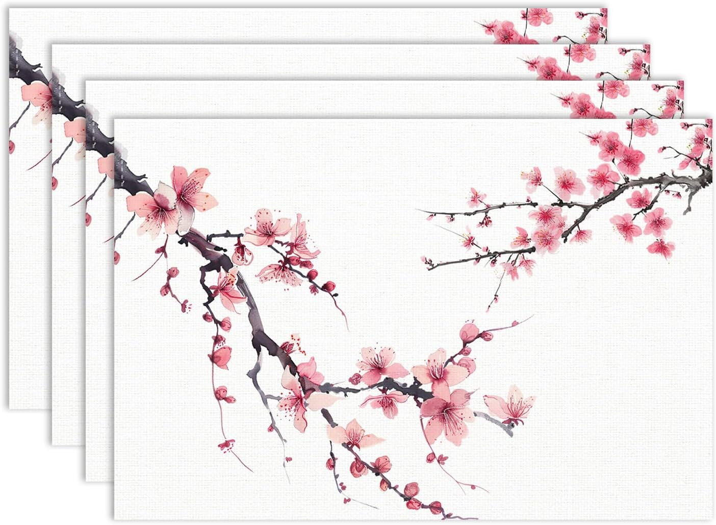 Cherry Blossom Placemat Set of 4, 12x18 Inch Pink Cherry Blossom ...