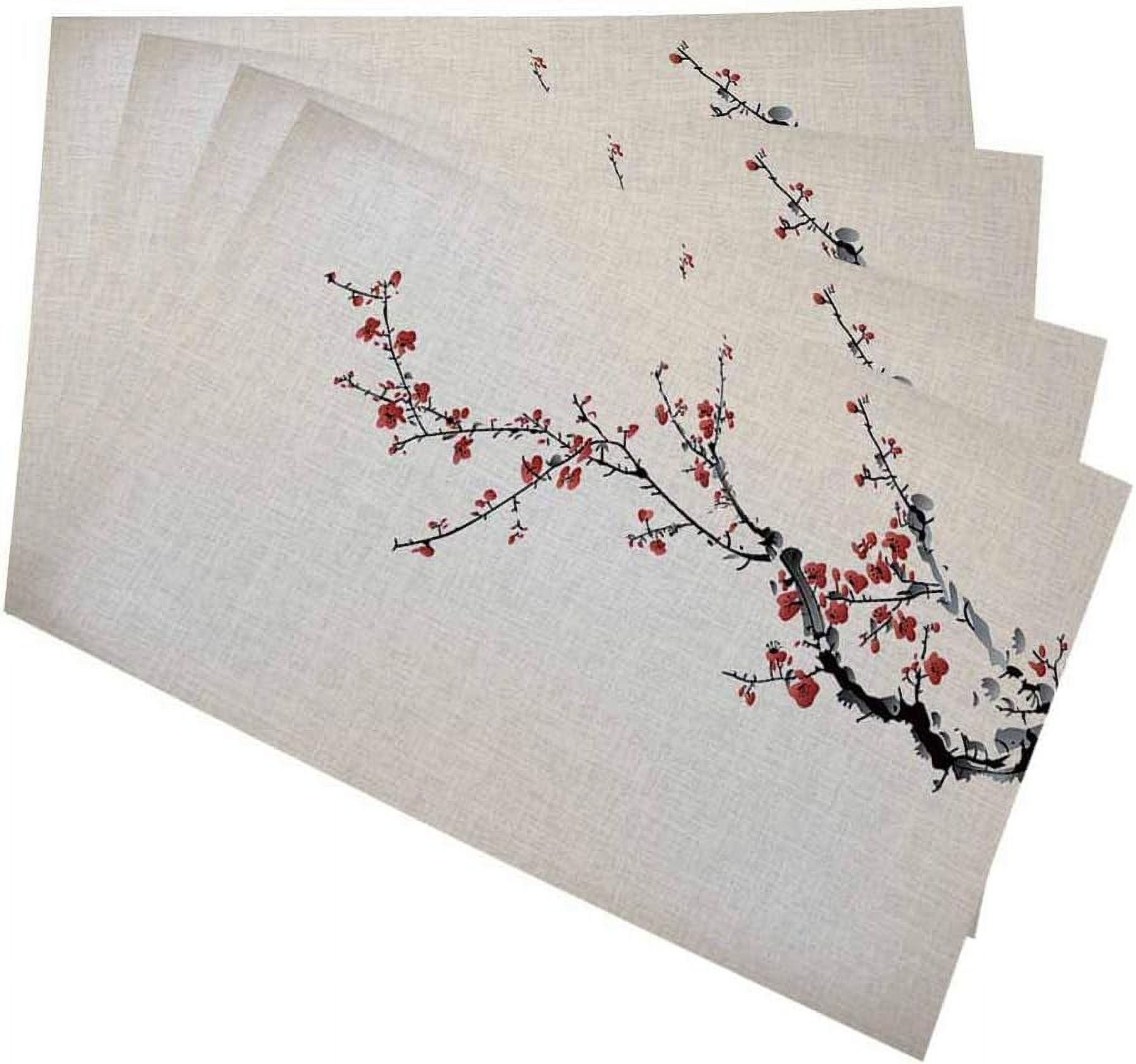 Cherry Blossom Placemats for Kitchen Dining Table Set of 4 Winter Sweet ...
