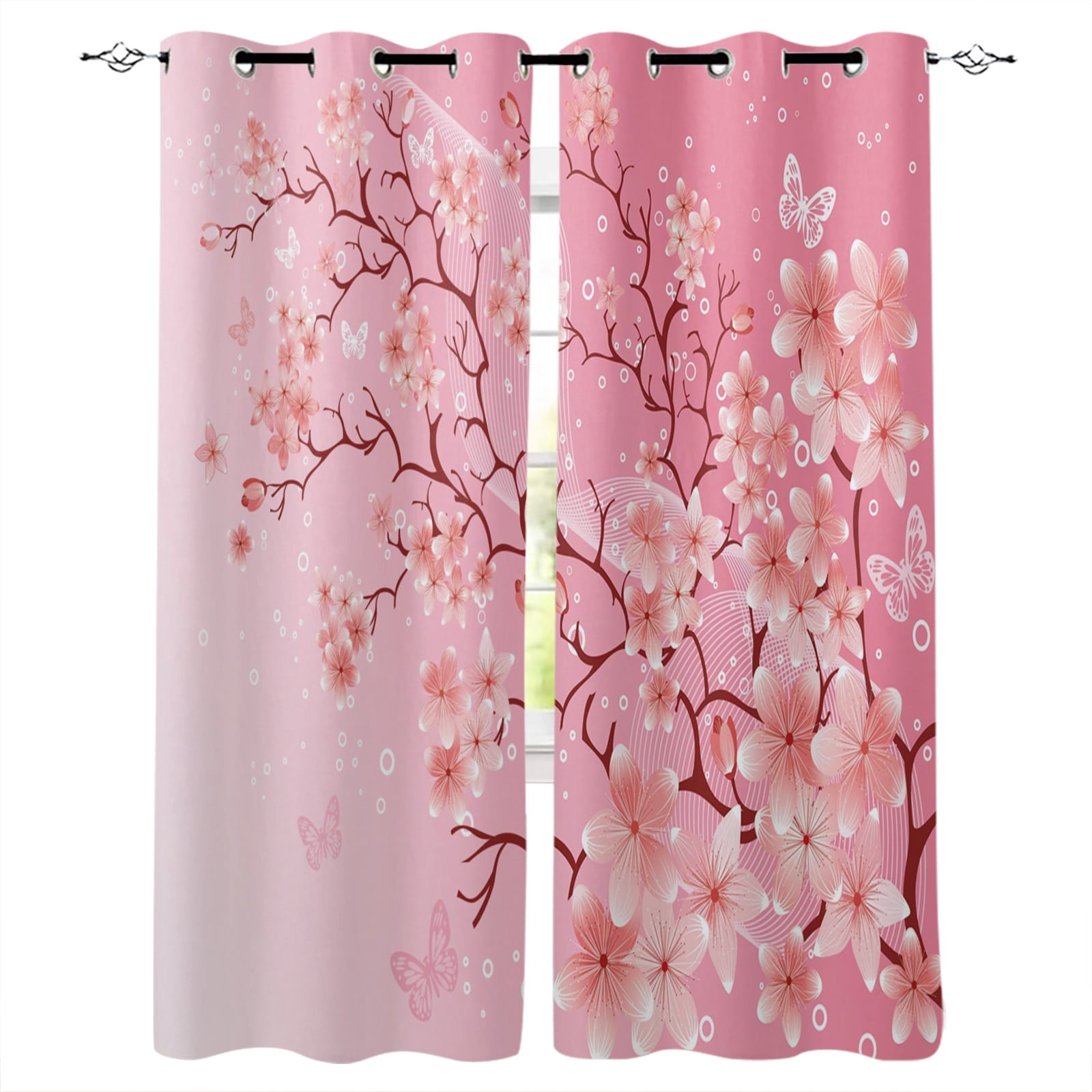 Cherry Blossom Plum Branch Pink Flower Curtains For Living Room Modern Window Curtains For