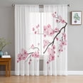 thumbnail image 1 of Cherry Blossom Plum Branch Pink White Chiffon Sheer Curtains for Living Room Bedroom Decoration Window Voiles Tulle Curtain, 1 of 5