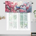 thumbnail image 1 of Cherry Blossom Printed Window Curtains Valances Hummingbird Flower Japanese Asian Watercolor Pink Floral Rod Pocket Window Valance for Living Room Bathroom Bedroom Kitchen 54 by 18 in, 1 Panel, 1 of 6