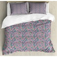 thumbnail image 1 of Cherry Blossom Queen Size Duvet Cover Set, Japanese Nature Inspired Sakura the Symbol of Renewal and Hope, Decorative 3 Piece Bedding Set with 2 Pillow Shams, Blue Grey Green and Pink, by Ambesonne, 1 of 3