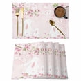 thumbnail image 1 of Cherry Blossom Rabbits Placemats Set of 4, Japanese Pink Cherry Floral Bunny Pink Non-Slip Place Mats Washable Table Mats for Kitchen Dining Table Decorations Indoor/Outdoor, 1 of 9