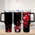 thumbnail image 1 of Cherry Blossom Red Floral Stainless Steel Insulated Mug with Lid and Handle, 30oz, 1 of 4