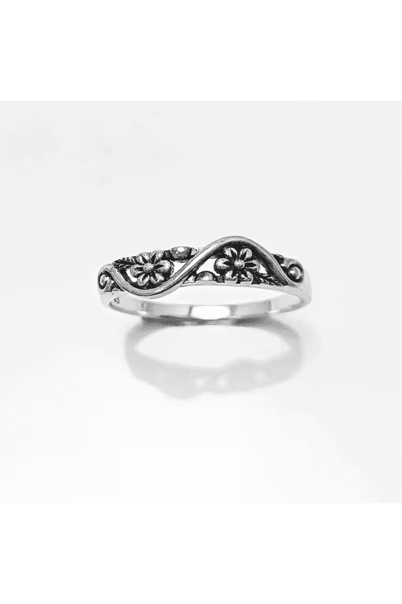 Cherry Blossom Ring - Duet Flowers Ring - Floral Ring - 925 Sterling Silver Boho Flower Ring - Stacking Ring, Midi Ring, Flowers Crown Ring, Gift