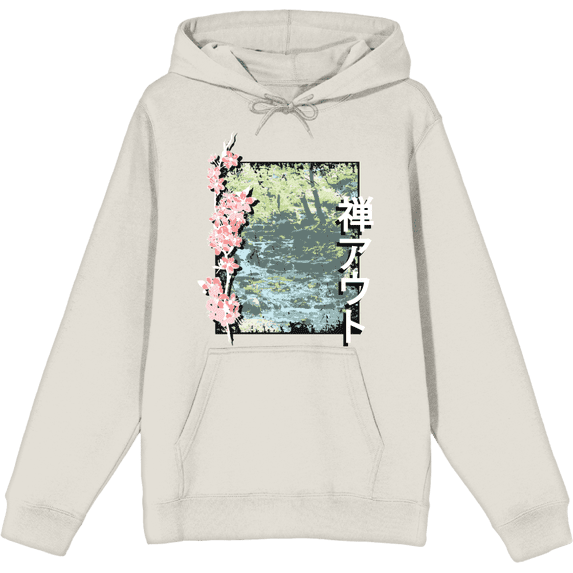 Cherry Blossom River Adult Sand Long Sleeve Hoodie-Large