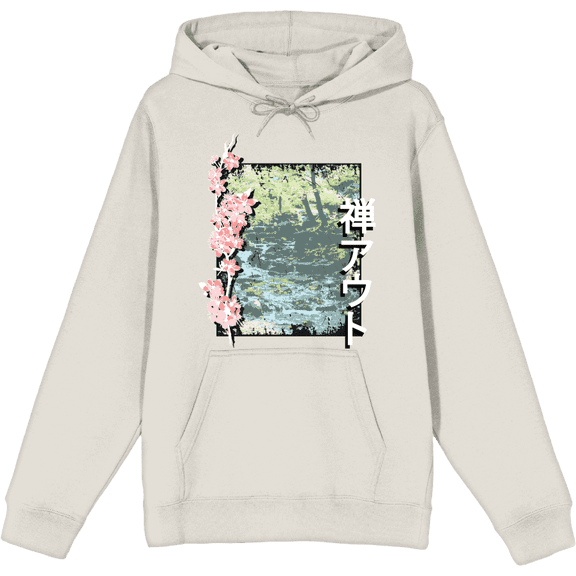 Cherry Blossom River Adult Sand Long Sleeve Hoodie-Large