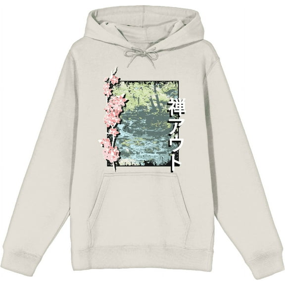 Cherry Blossom River Adult Sand Long Sleeve Hoodie-XL