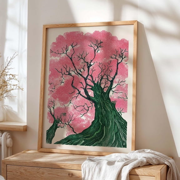 Cherry Blossom Sakura Botanical Wall Art Poster