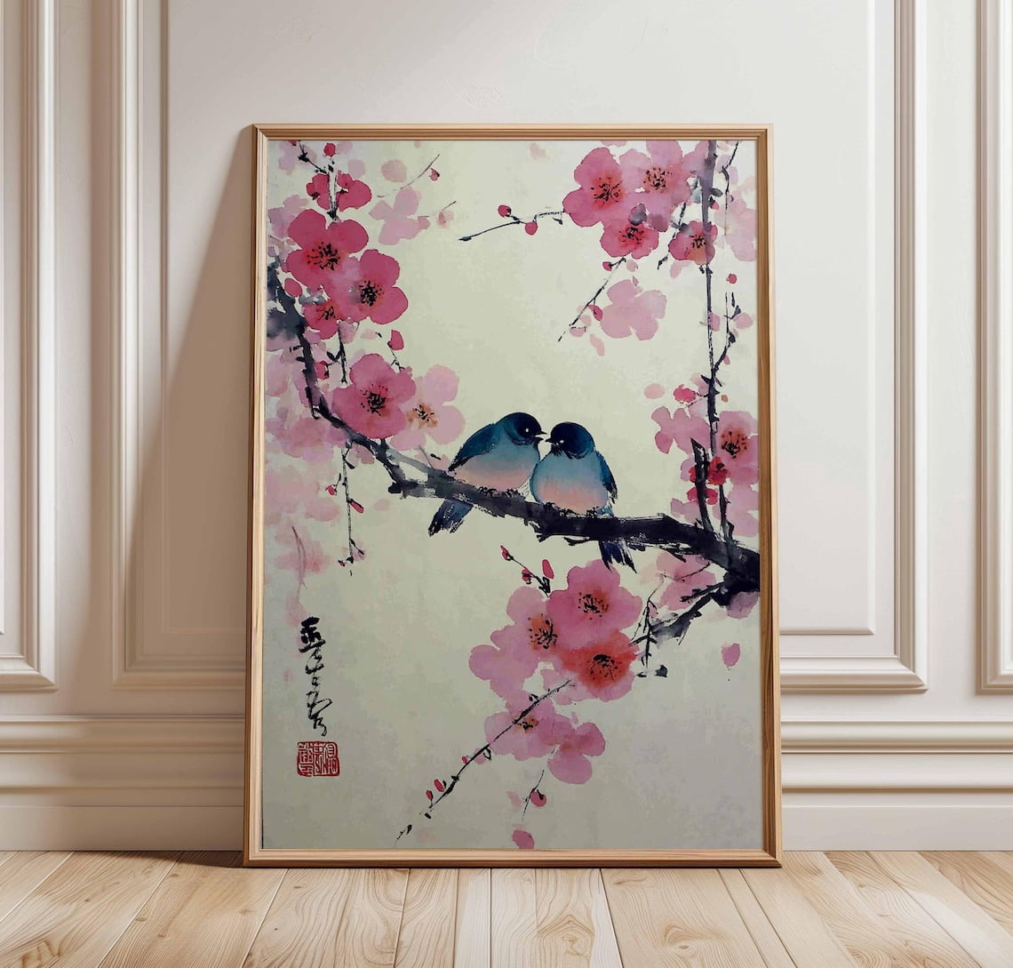 Cherry Blossom Sakura Japan Floral Tree Nature Art Print Wall Decor ...