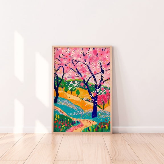 Cherry Blossom Sakura Tree Japanese Style Home Wall Decor, Unframed Paper Poster 16x20in