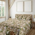 thumbnail image 1 of Ambesonne Cherry Blossom Fitted & Flat Sheet with Shams 4 Pcs Set, Japanese Flowers Art, Full, Forest Green Camel Rose, 1 of 5