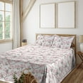 thumbnail image 1 of Cherry Blossom Sheet Set, Pastel Colored Pinkish Flowers on Spring Branches Soft Tones, Fitted & Flat Sheet with Pillowcase Bedding Accent 3 Pcs Set, Twin, Blush Evergreen and Taupe, by Ambesonne, 1 of 5