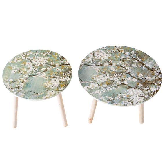 Cherry Blossom Side Tables Set / Made of MDF / Ideal for Living Areas