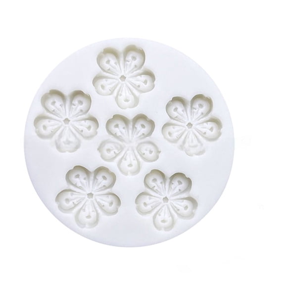 Cherry Blossom Silicone Mold, 5-Cavity Layer Flower Sugarcraft Tools for Fondant Cake Decorating, Cupcake Baking, Resin Casting, and DIY Floral Decoration Crafts
